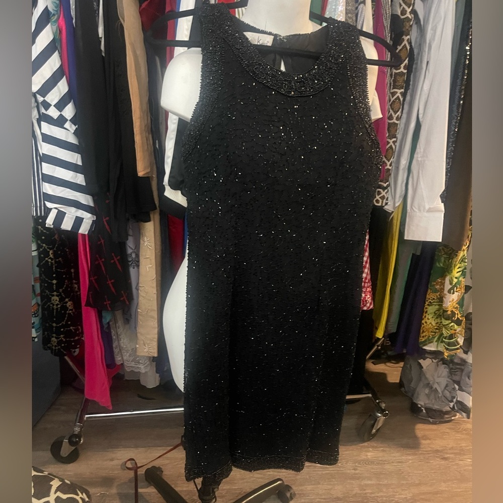Black beaded Cocktail Sheath